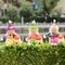 Gardenised 18 Inch Sitting on Straw and Hay Bales Multicolor Trio Scarecrows for Halloween, Fall and All Time Season Garden Decor, Perfect to Add a Festive Touch to Your Lawn